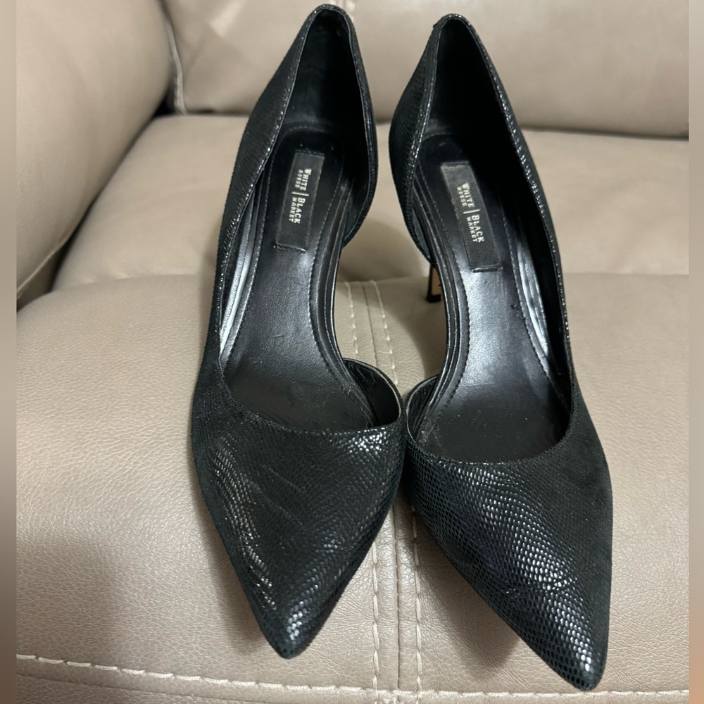 Black and  white, Ella black leather dress shoes sz 8M